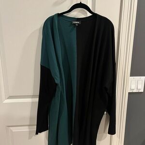 Express Two-Tone Black and Teal Cardigan